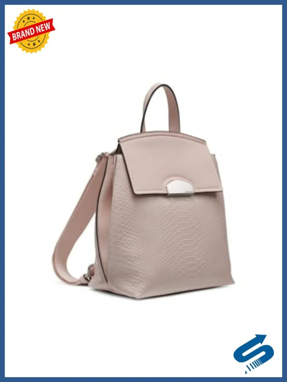 Faux Snake Flap Backpack Adjustable Straps